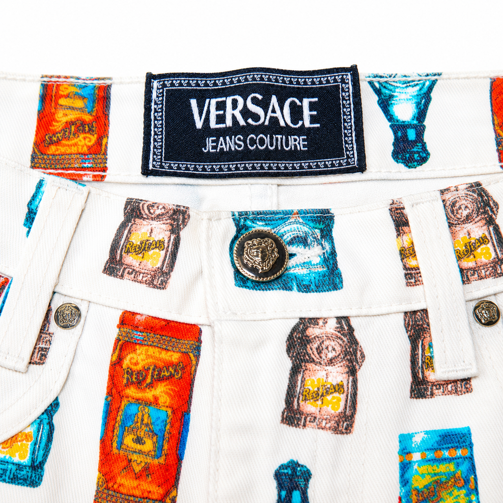 Versace Perfume Bottle Print Denim