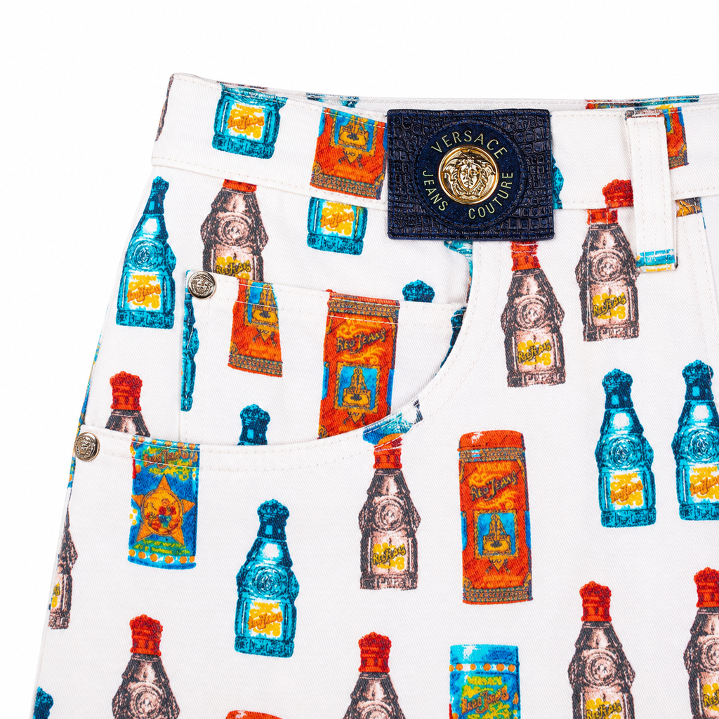 Versace Perfume Bottle Print Denim