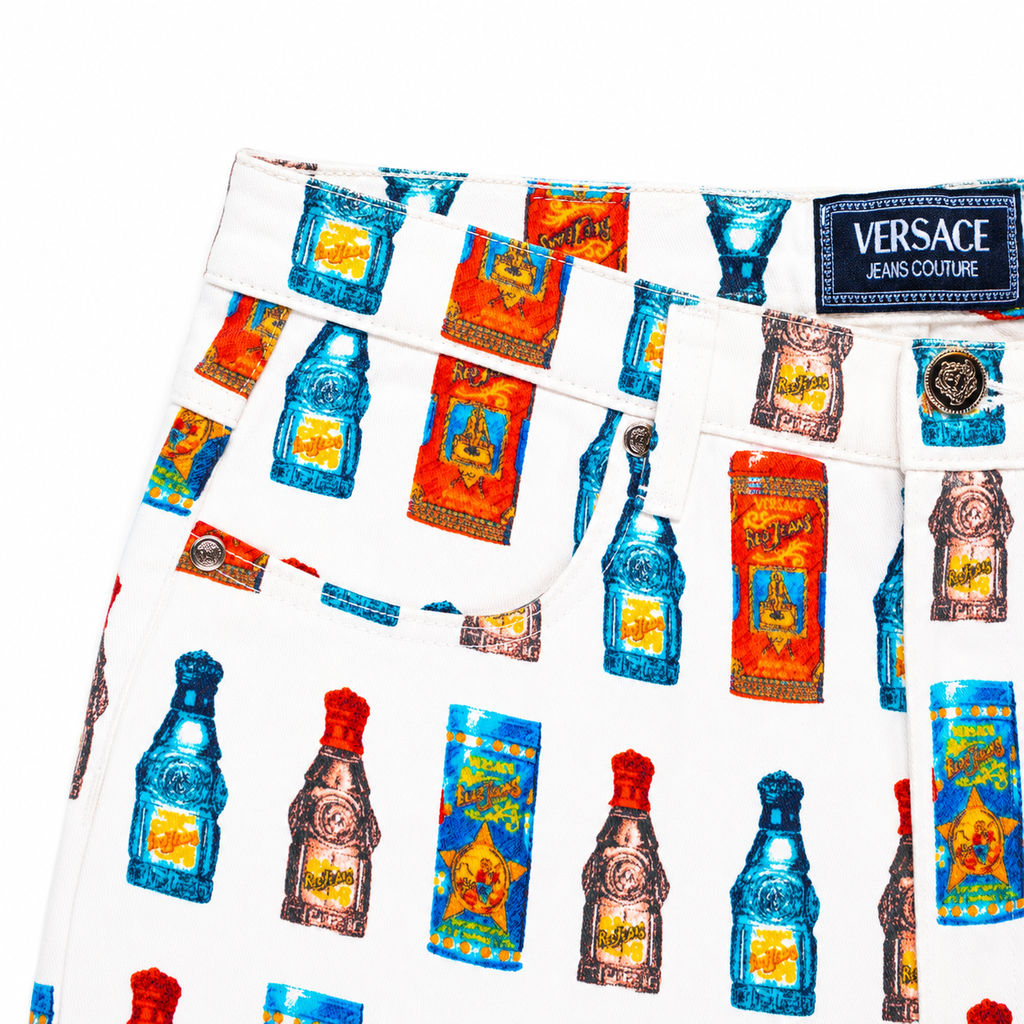 Versace Perfume Bottle Print Denim