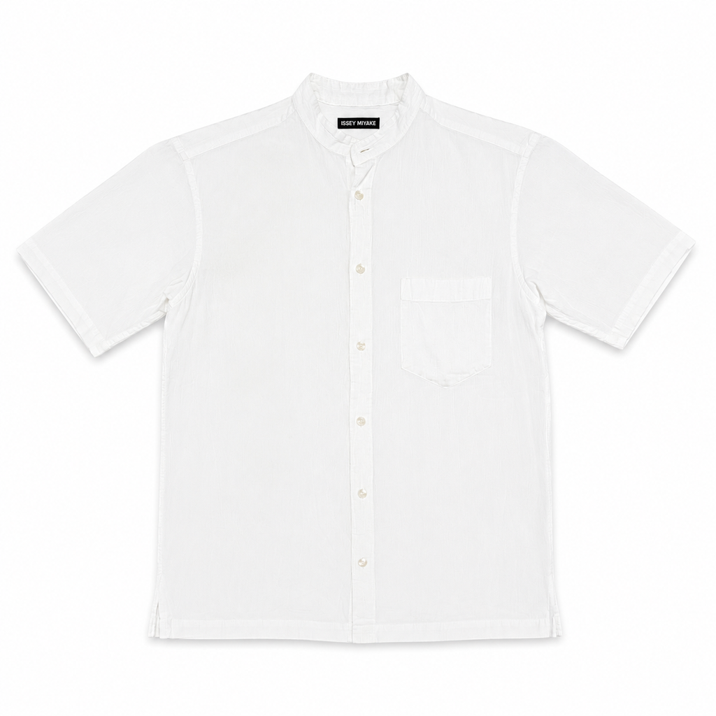 Issey Miyake Mandarin Collar Crepe Fabric Shirt