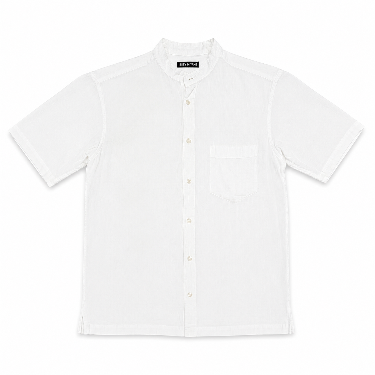 Issey Miyake Mandarin Collar Crepe Fabric Shirt