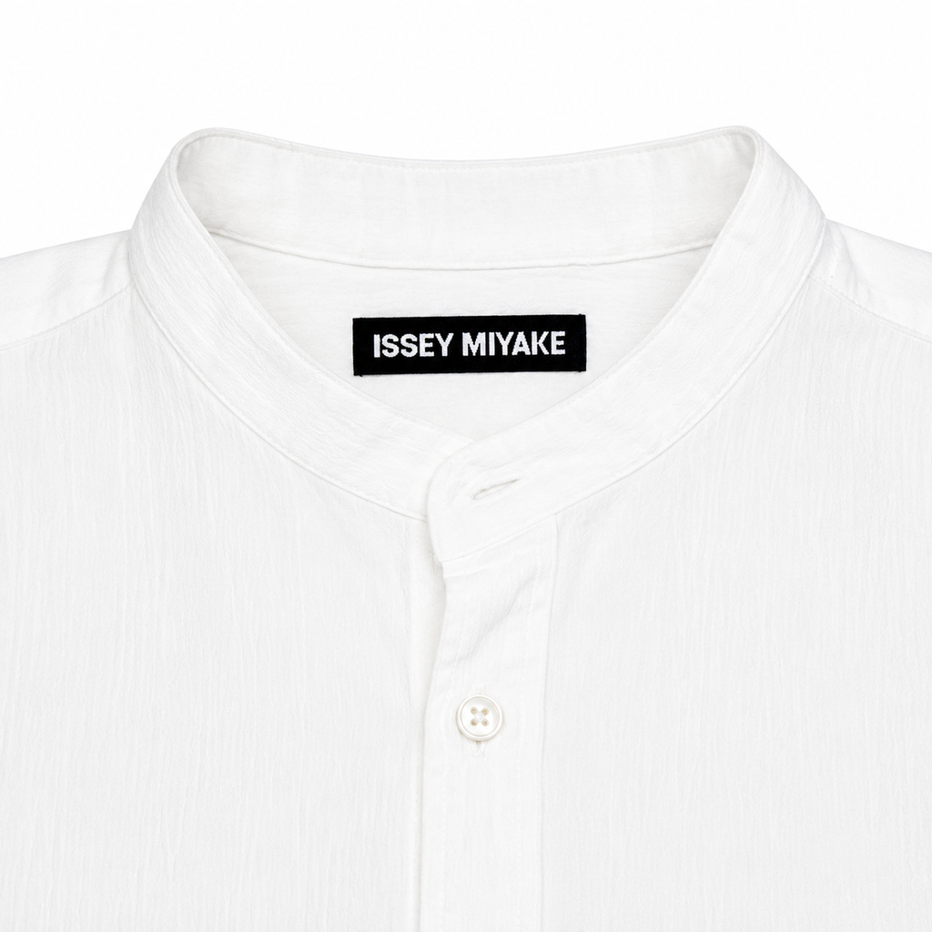Issey Miyake Mandarin Collar Crepe Fabric Shirt