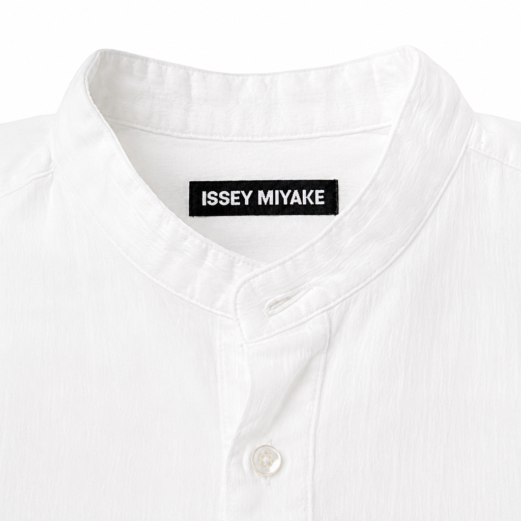Issey Miyake Mandarin Collar Crepe Fabric Shirt