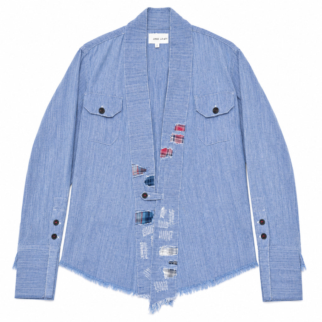 Greg Lauren Denim Patchwork Chambray Kimono
