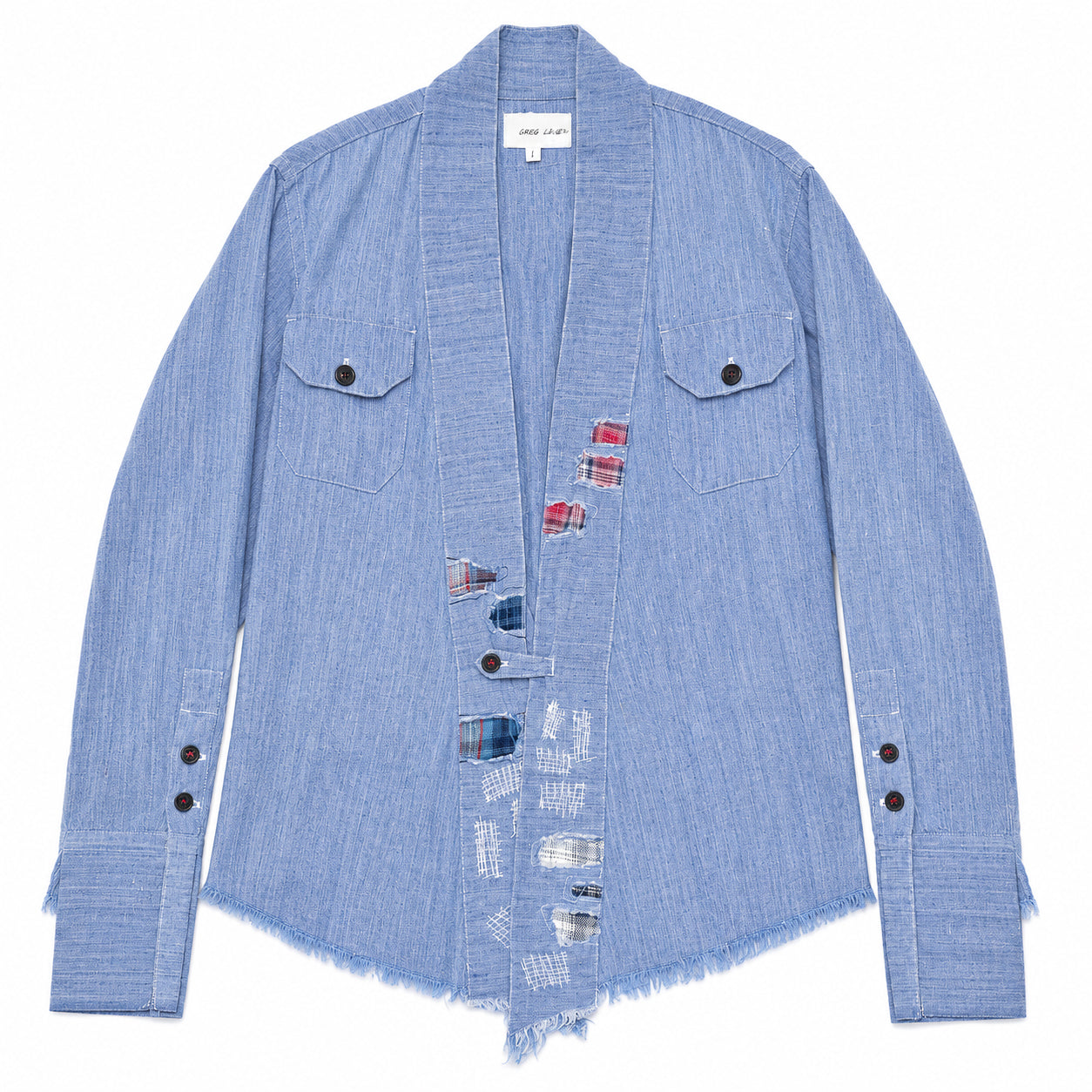 Greg Lauren Denim Patchwork Chambray Kimono