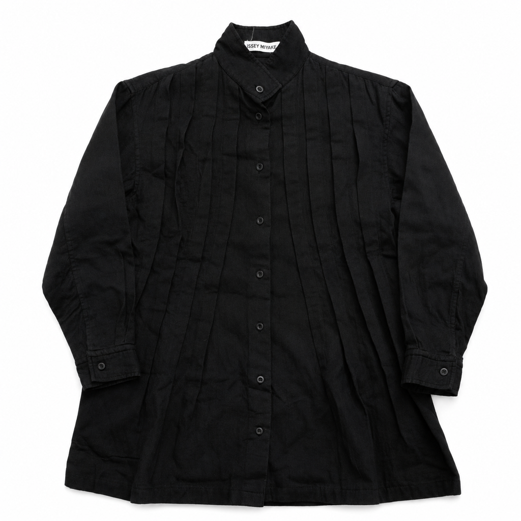 Issey Miyake Pleated Convertible Collar Shirt ★