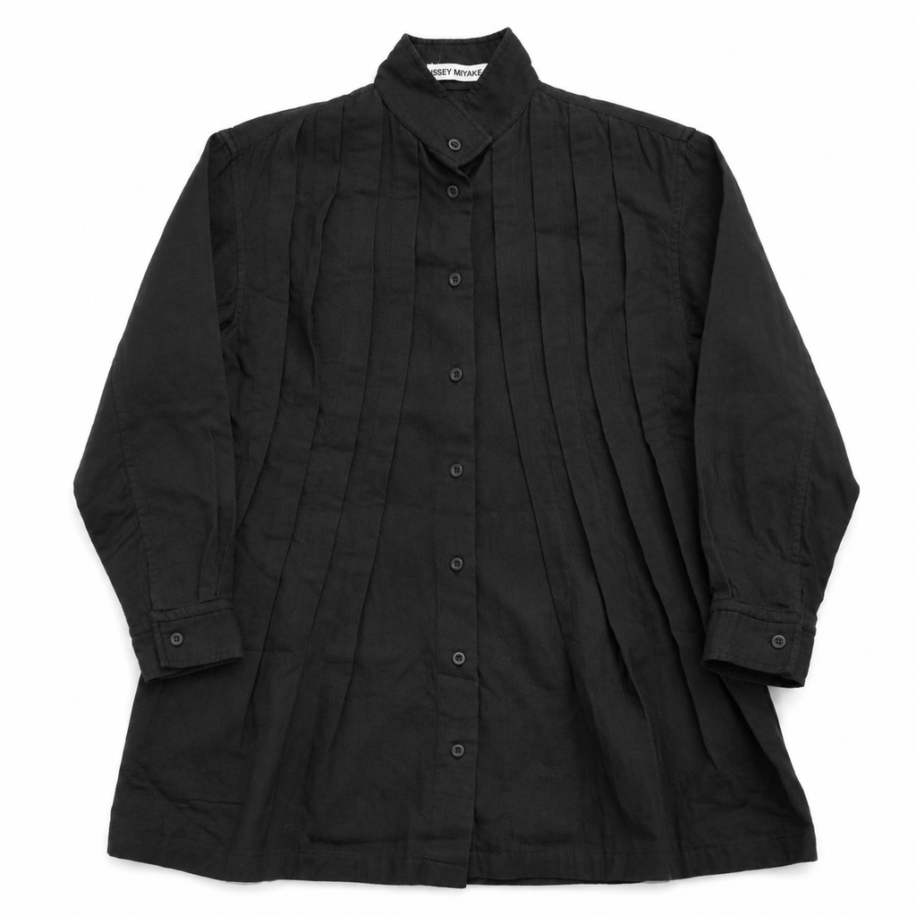 Issey Miyake Pleated Convertible Collar Shirt ★