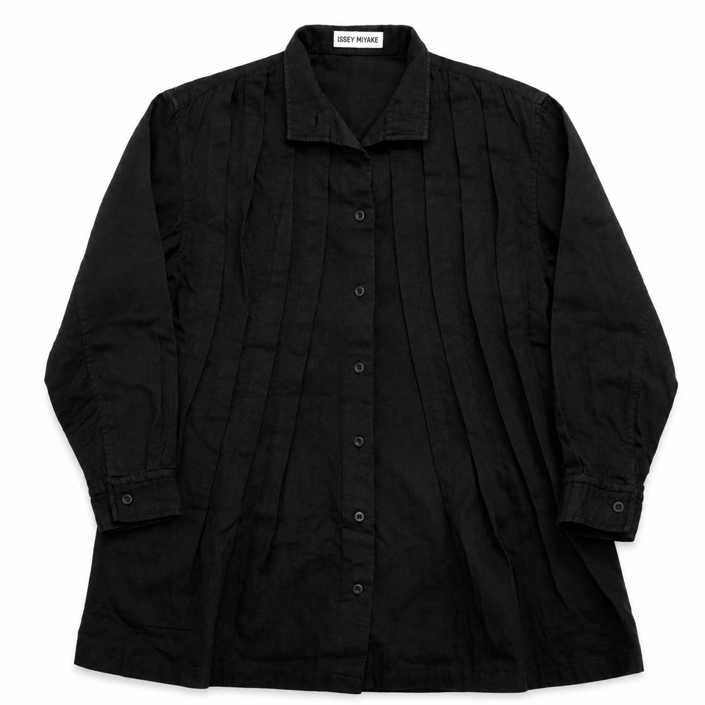 Issey Miyake Pleated Convertible Collar Shirt ★