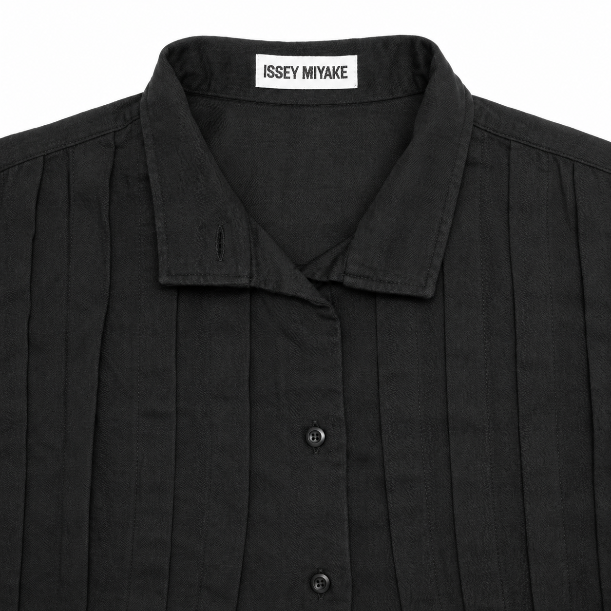 Issey Miyake Pleated Convertible Collar Shirt ★