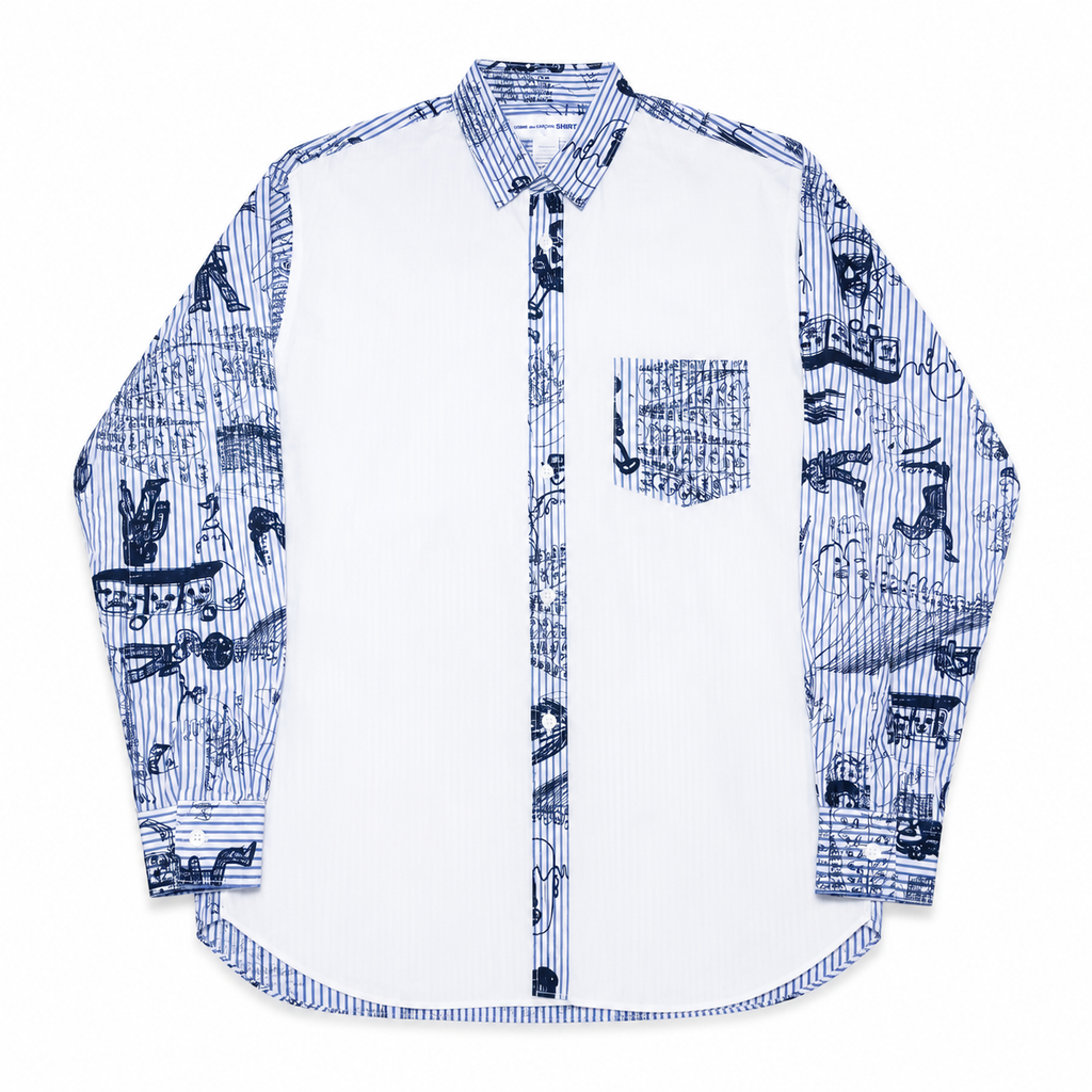Comme des Garcons SHIRT Printed Pinstripe Button Down Shirt