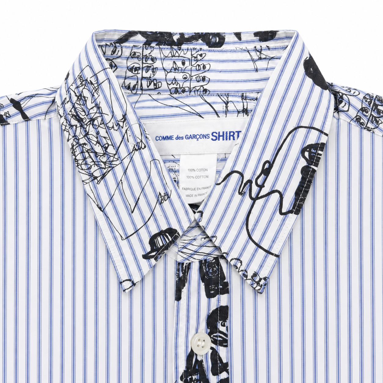 Comme des Garcons SHIRT Printed Pinstripe Button Down Shirt