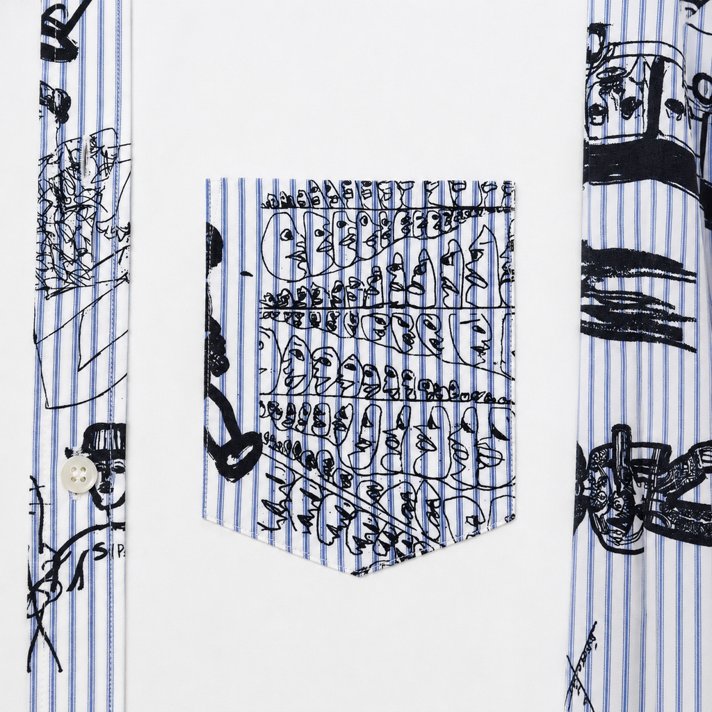 Comme des Garcons SHIRT Printed Pinstripe Button Down Shirt
