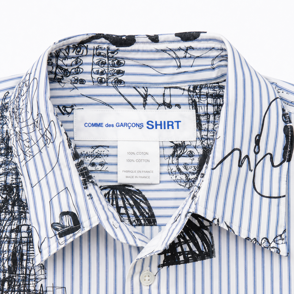 Comme des Garcons SHIRT Printed Pinstripe Button Down Shirt