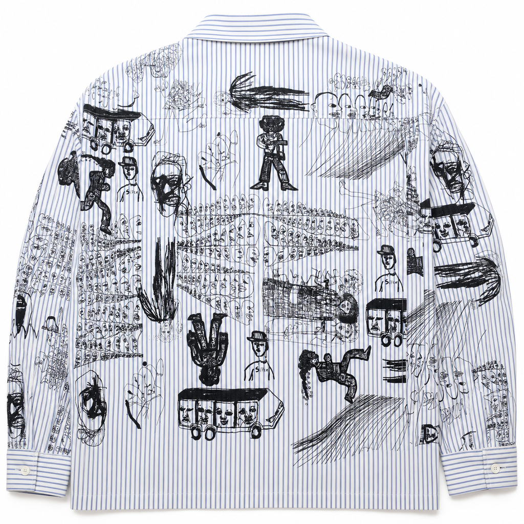 Comme des Garcons SHIRT Printed Pinstripe Button Down Shirt