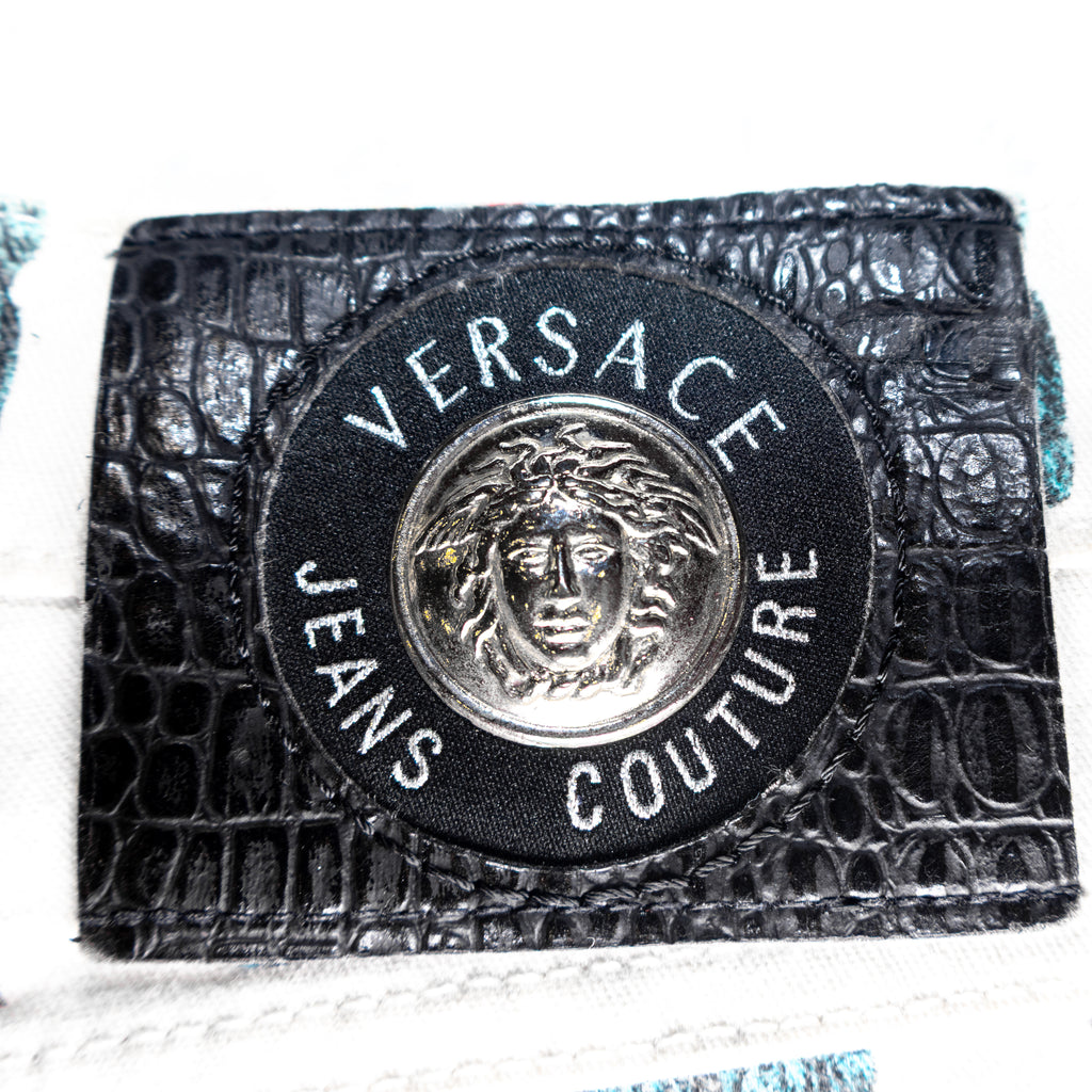 Versace Perfume Bottle Print Denim