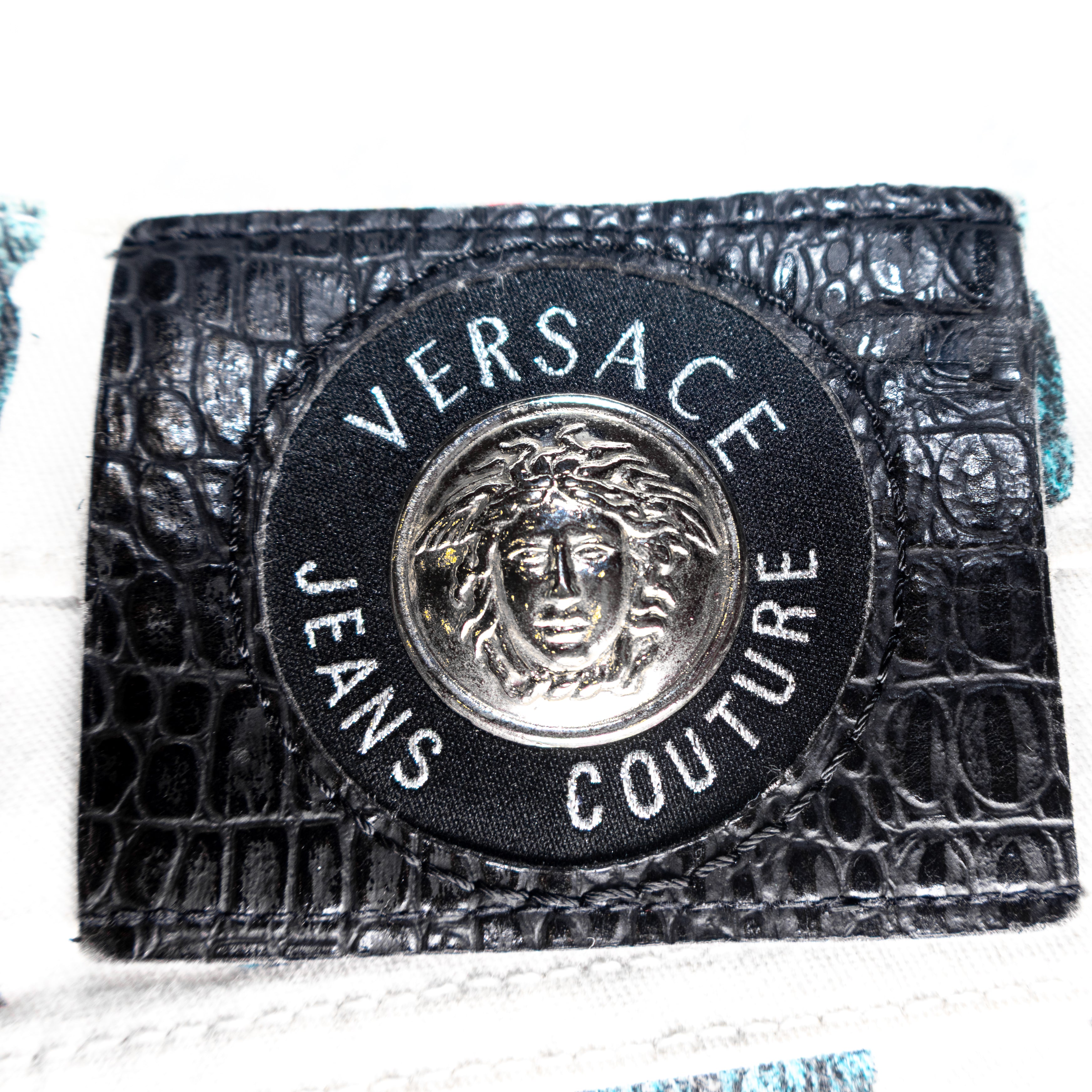Versace Perfume Bottle Print Denim
