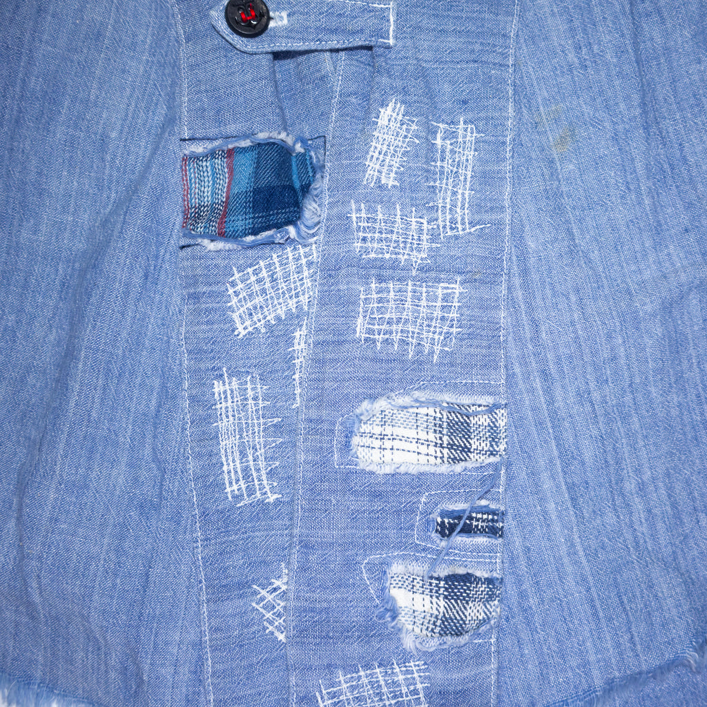 Greg Lauren Denim Patchwork Chambray Kimono