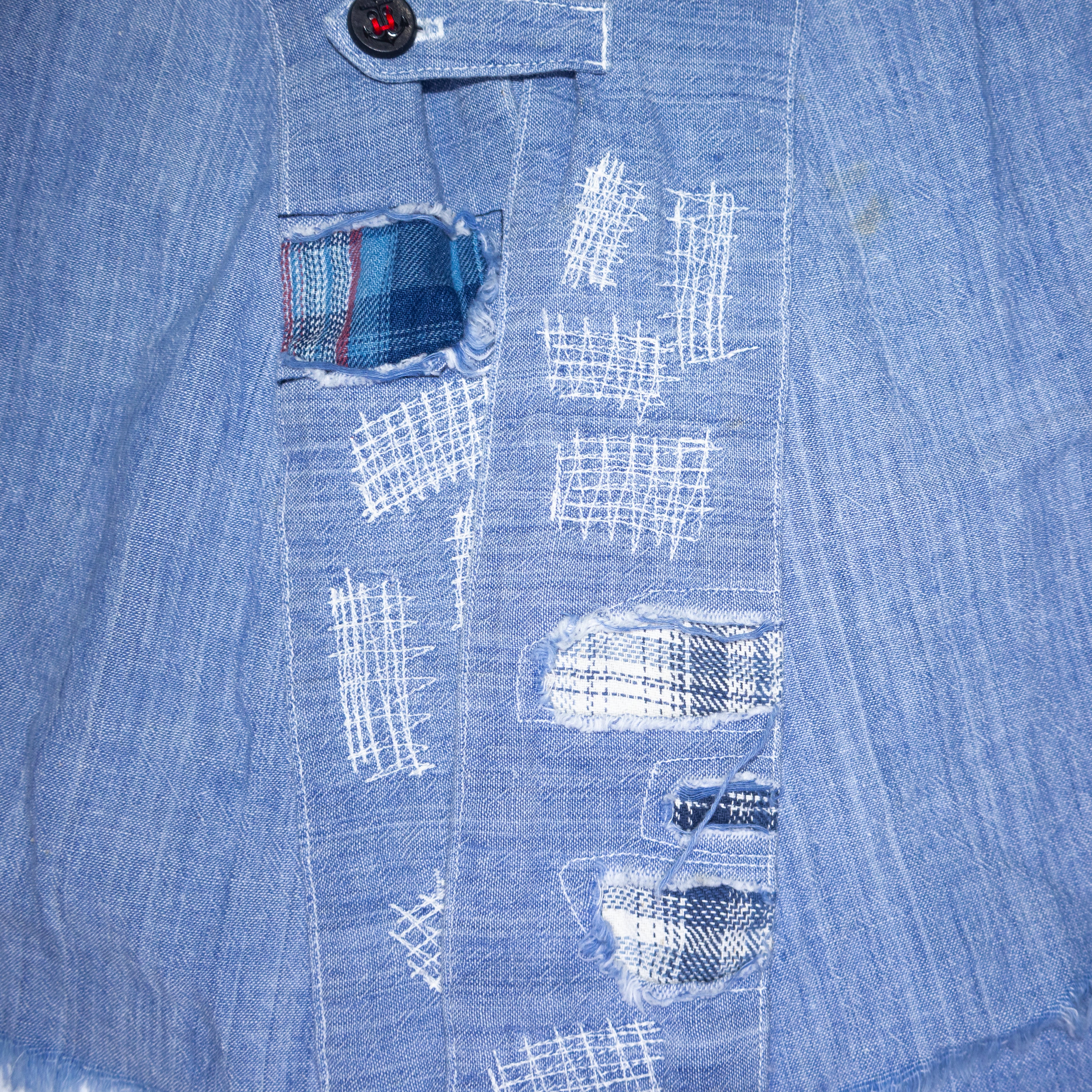Greg Lauren Denim Patchwork Chambray Kimono