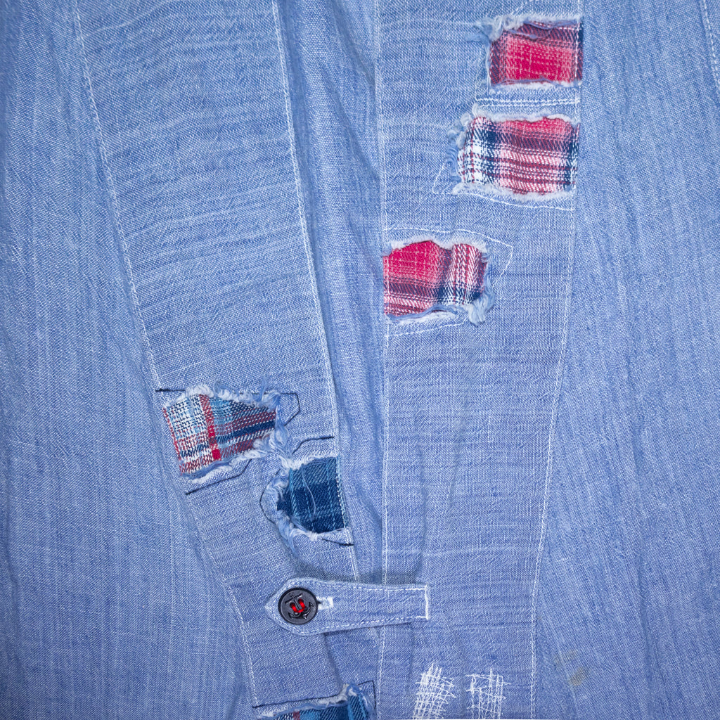 Greg Lauren Denim Patchwork Chambray Kimono
